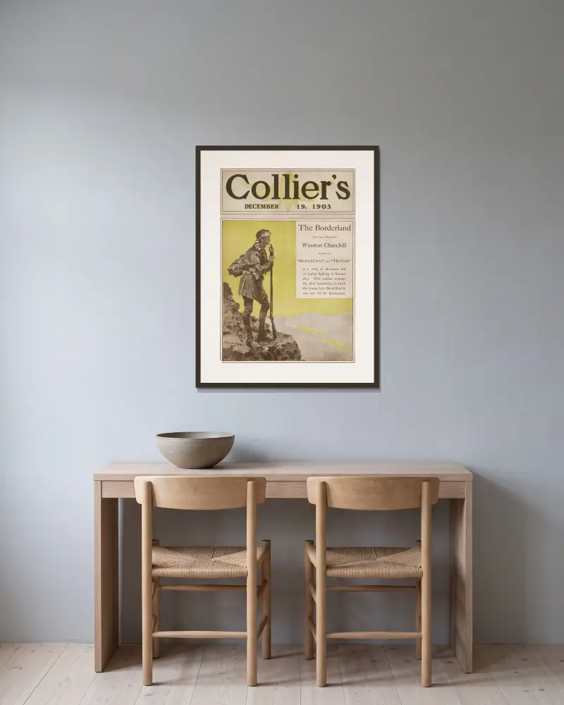 Cover of Collier’s December 19, 1903 av Frederic Remington inramad på en vägg