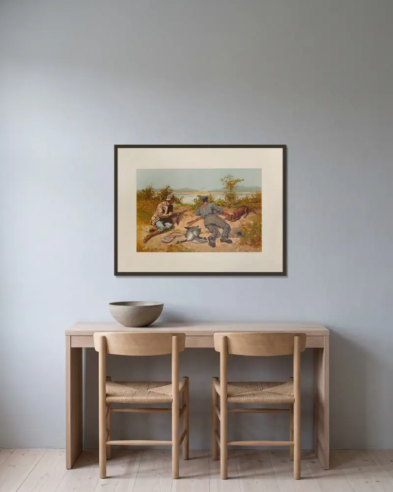 Hon na husy, Frederic Remington v rámu na stěně