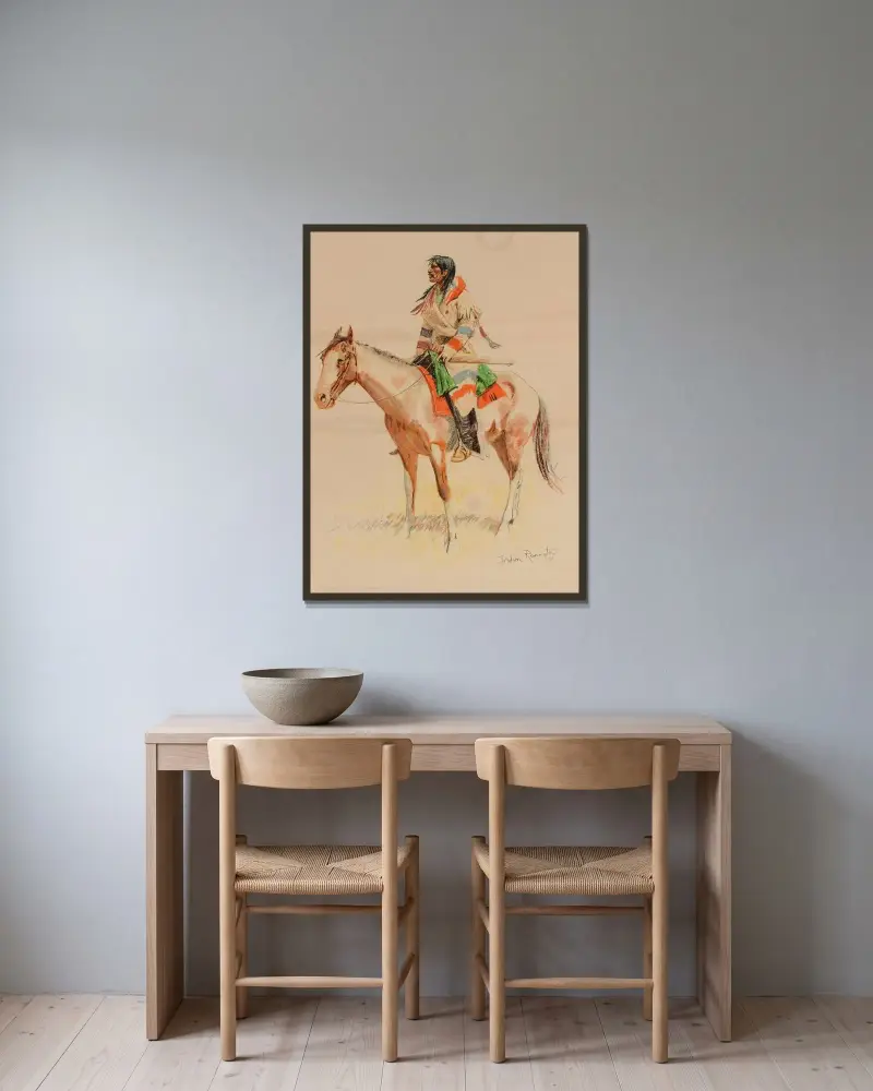 Half-Breed av Frederic Remington inramad på en vägg