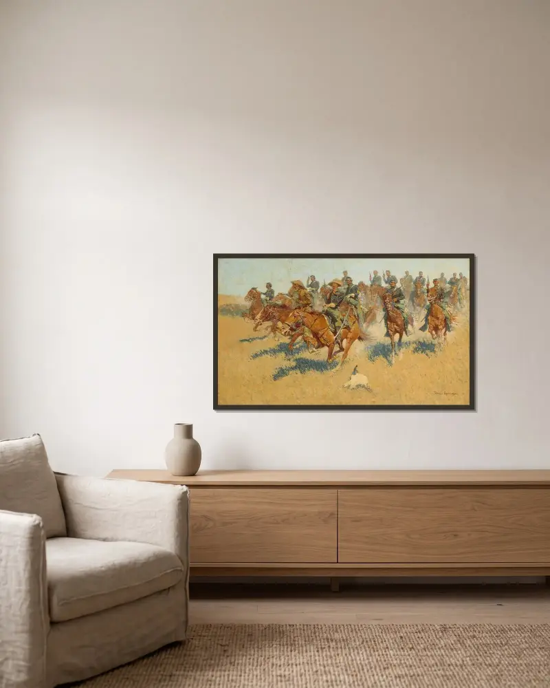 On the Southern Plains av Frederic Remington inramad på en vägg
