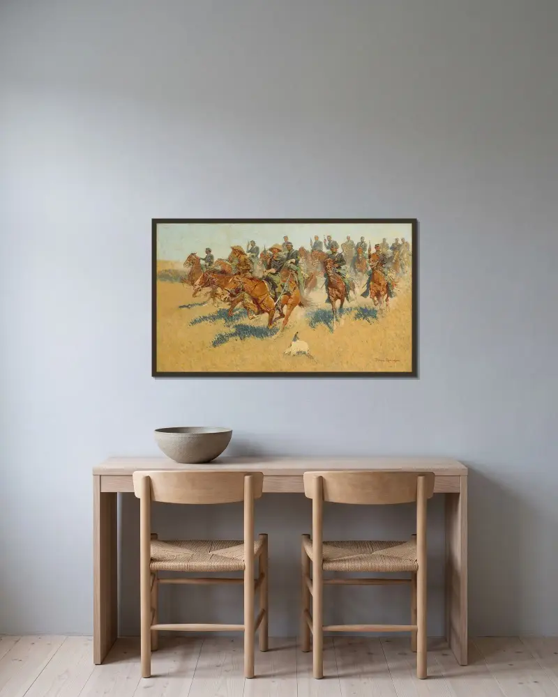 On the Southern Plains av Frederic Remington inramad på en vägg