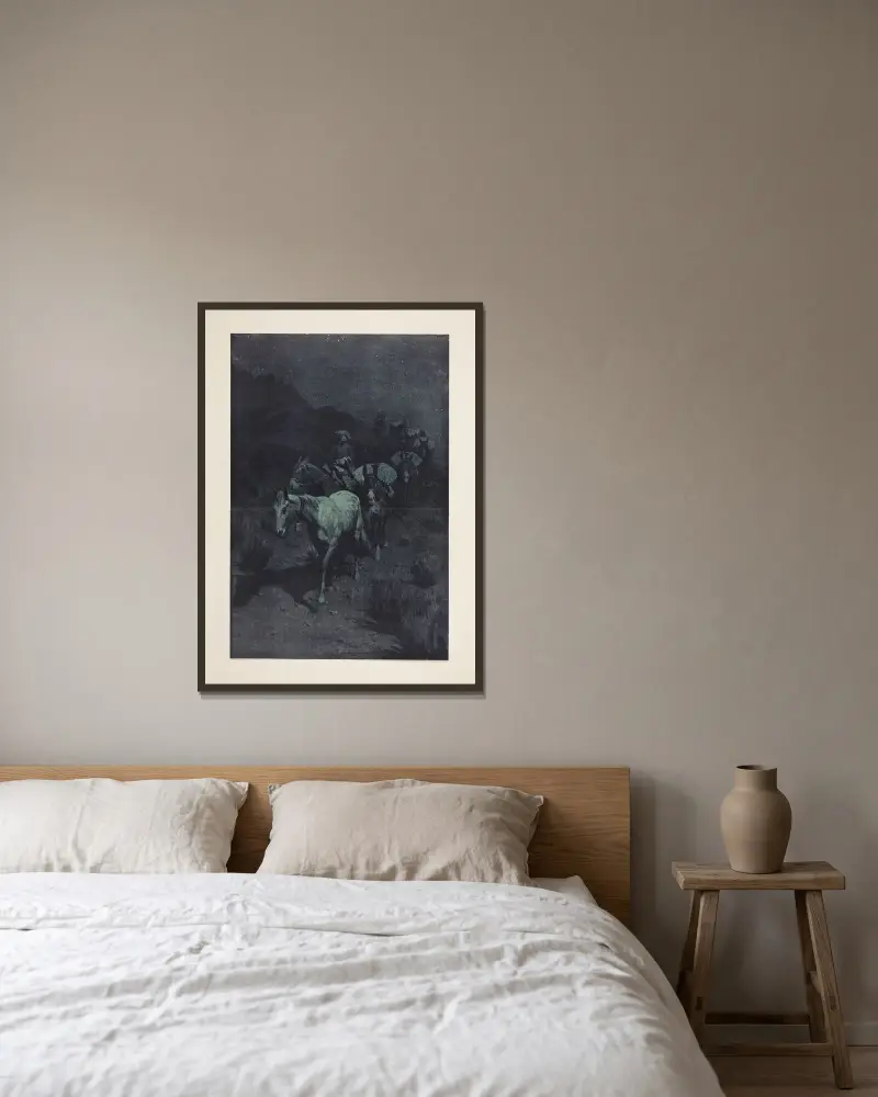 Klockan av Frederic Remington inramad på en vägg