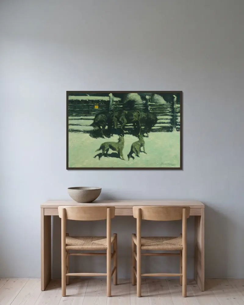 Wezwanie na pomoc, Frederic Remington w ramie na ścianie