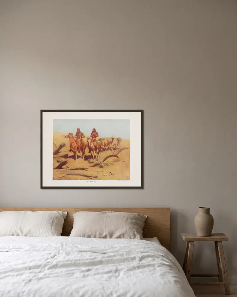 De döda männen av Frederic Remington inramad på en vägg