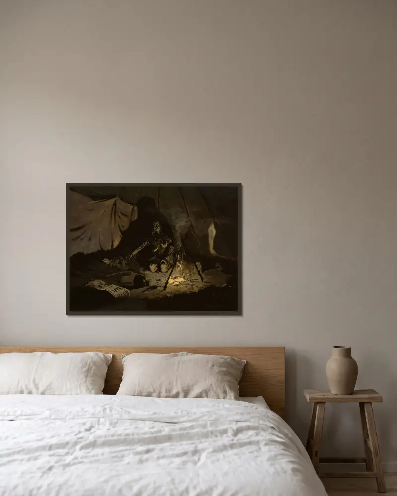De torra löven varade längre än hon av Frederic Remington inramad på en vägg