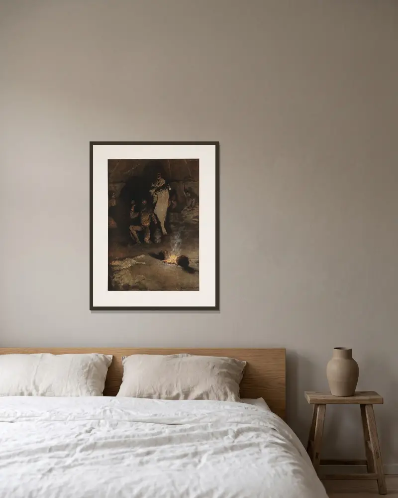 Whiskyhandlarens vakt av Frederic Remington inramad på en vägg