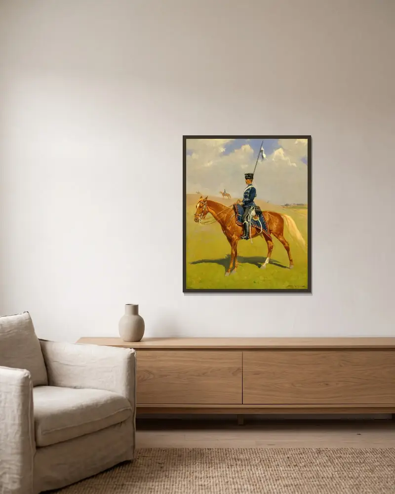 The Hussar av Frederic Remington inramad på en vägg