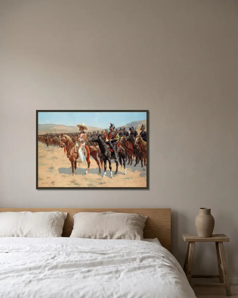 Den mexikanske majoren av Frederic Remington inramad på en vägg
