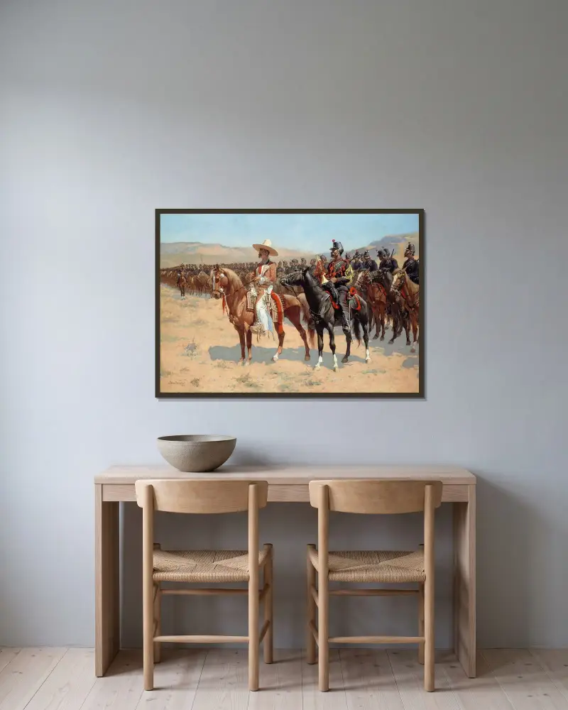 Den mexikanske majoren av Frederic Remington inramad på en vägg