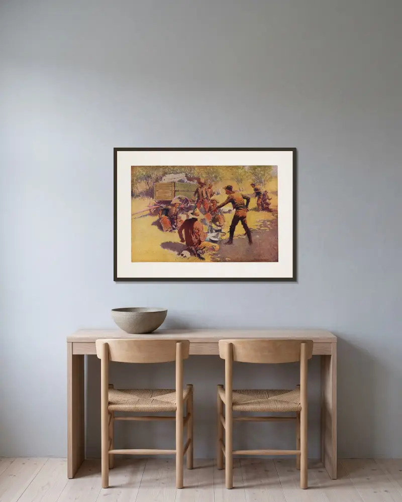 Gräl av Frederic Remington inramad på en vägg