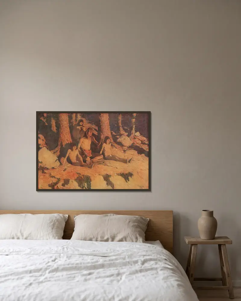 Berättelsen om vart solen tar vägen av Frederic Remington inramad på en vägg