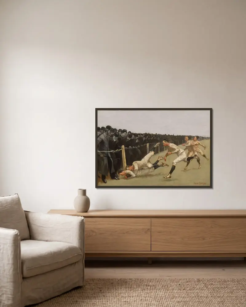 Touchdown, Yale vs. Princeton, Thanksgiving Day, Nov. 27, 1890, Yale 32, Princeton 0 av Frederic Remington inramad på en vägg