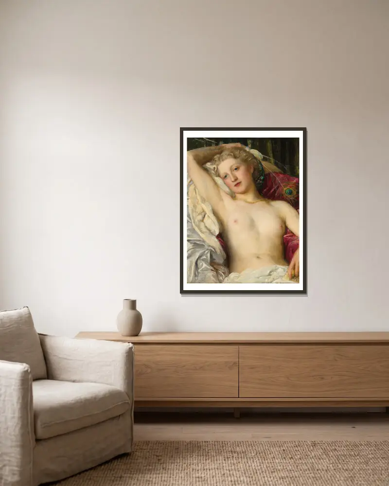 Studie s pavími pery, George Frederic Watts v rámu na stěně