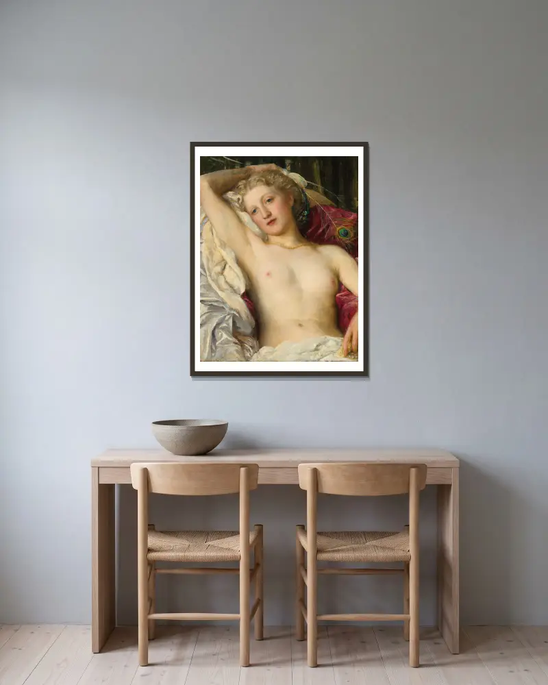Studie s pavími pery, George Frederic Watts v rámu na stěně
