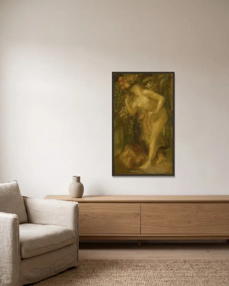 Eva frestad av George Frederic Watts inramad på en vägg