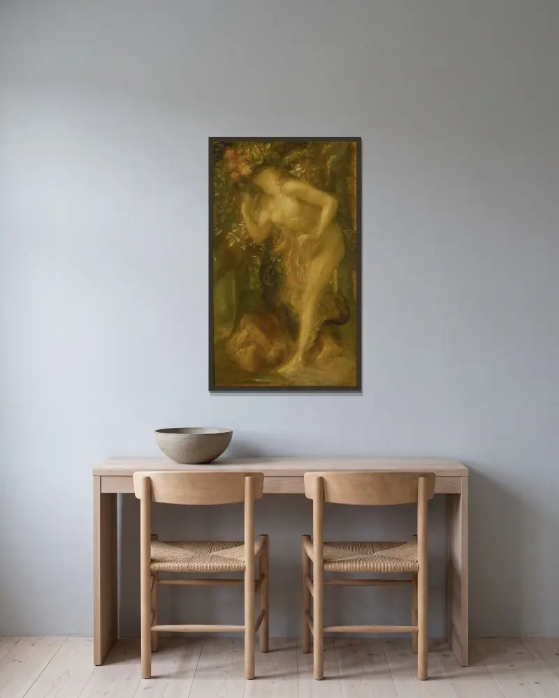 Eva frestad av George Frederic Watts inramad på en vägg