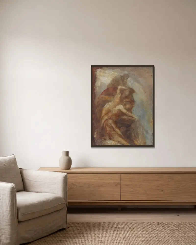 Eld, studie till fresken på Carlton House Terrace, Elementen av George Frederic Watts inramad på en vägg