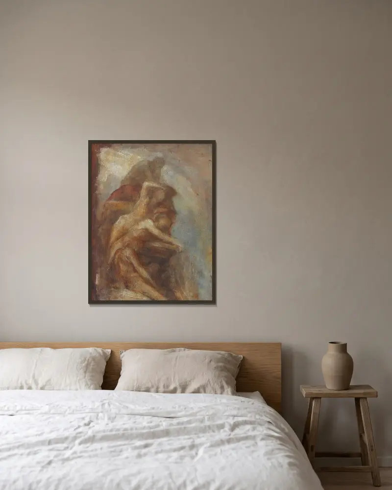 Eld, studie till fresken på Carlton House Terrace, Elementen av George Frederic Watts inramad på en vägg