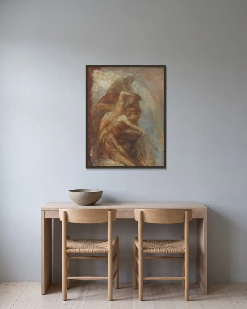 Eld, studie till fresken på Carlton House Terrace, Elementen av George Frederic Watts inramad på en vägg