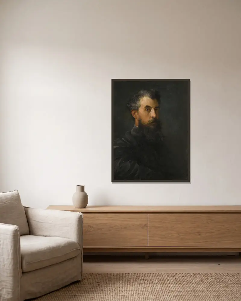 Portrait Of A Gentleman, Possibly Wilfred Scawen Blunt av George Frederic Watts inramad på en vägg