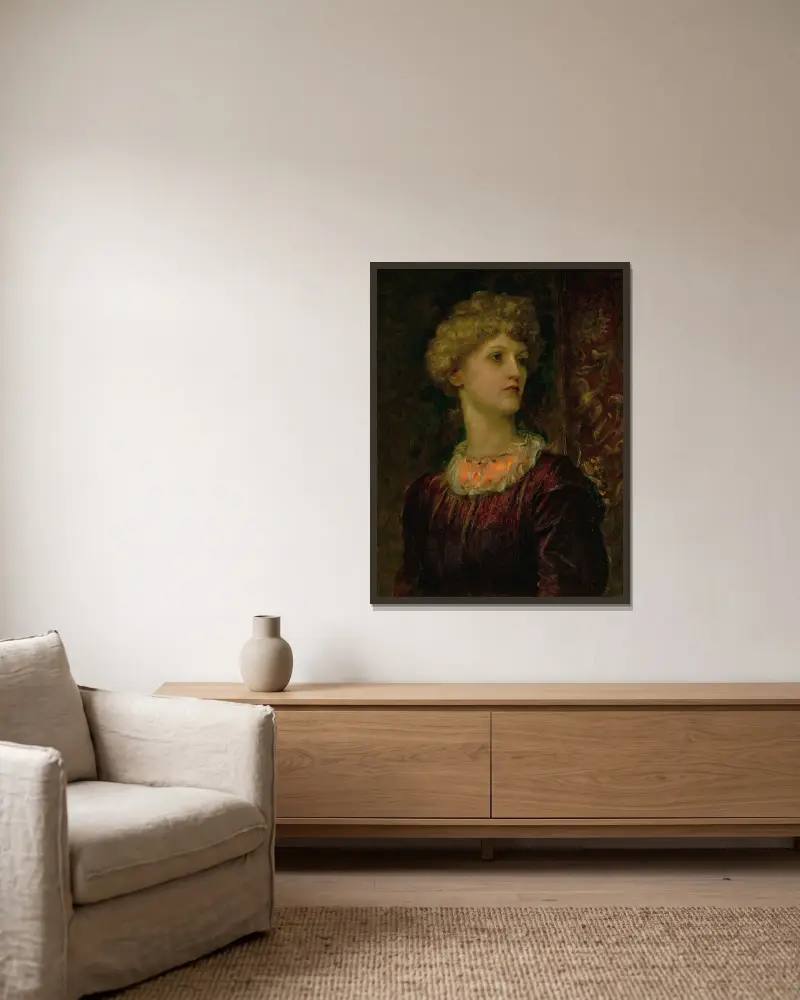 Porträtt av Dorothy Dene av George Frederic Watts inramad på en vägg