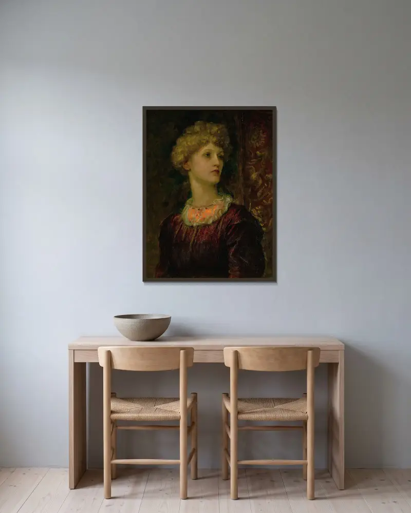 Porträtt av Dorothy Dene av George Frederic Watts inramad på en vägg