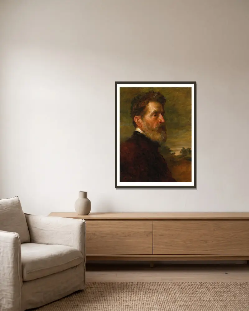 Portrait Of Major General Talbot av George Frederic Watts inramad på en vägg