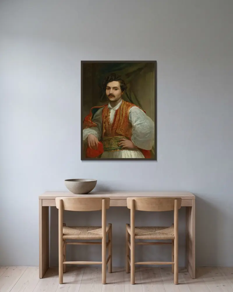 Porträtt av Nicolas Ionides (1815–1873) av George Frederic Watts inramad på en vägg