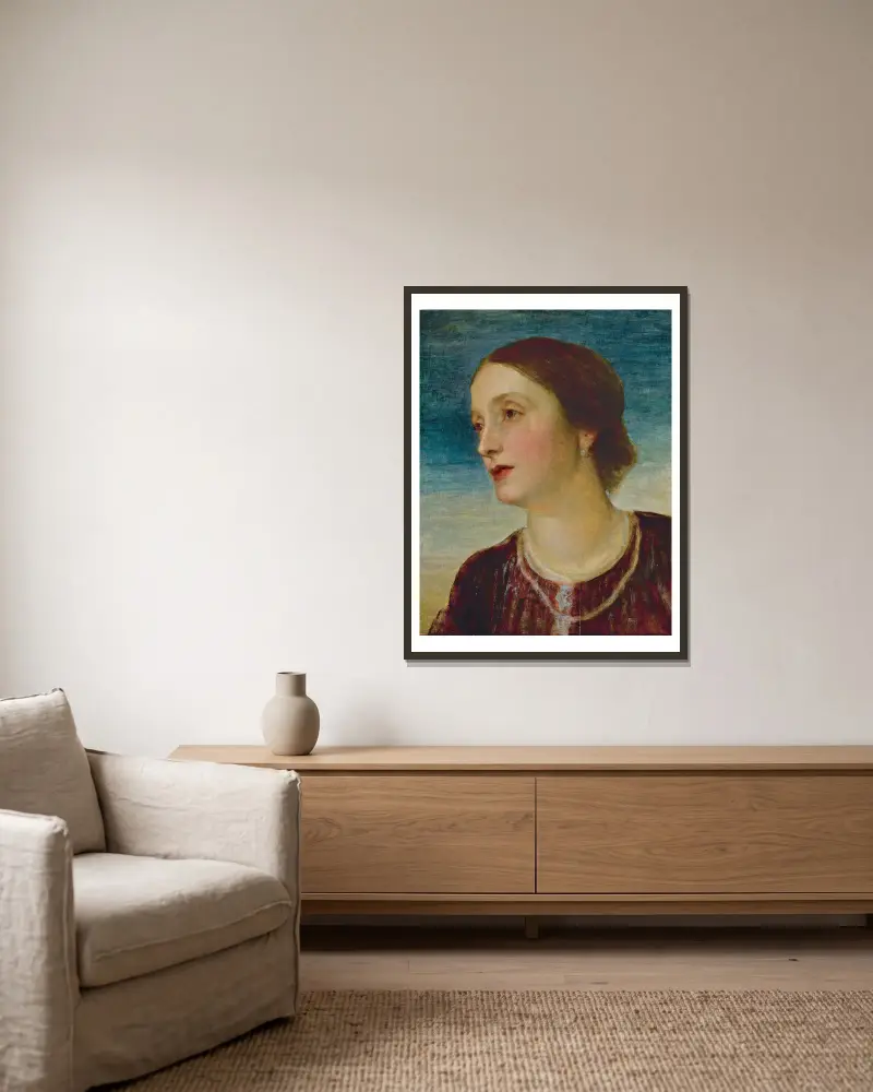 Portrait of The Countess Somers av George Frederic Watts inramad på en vägg