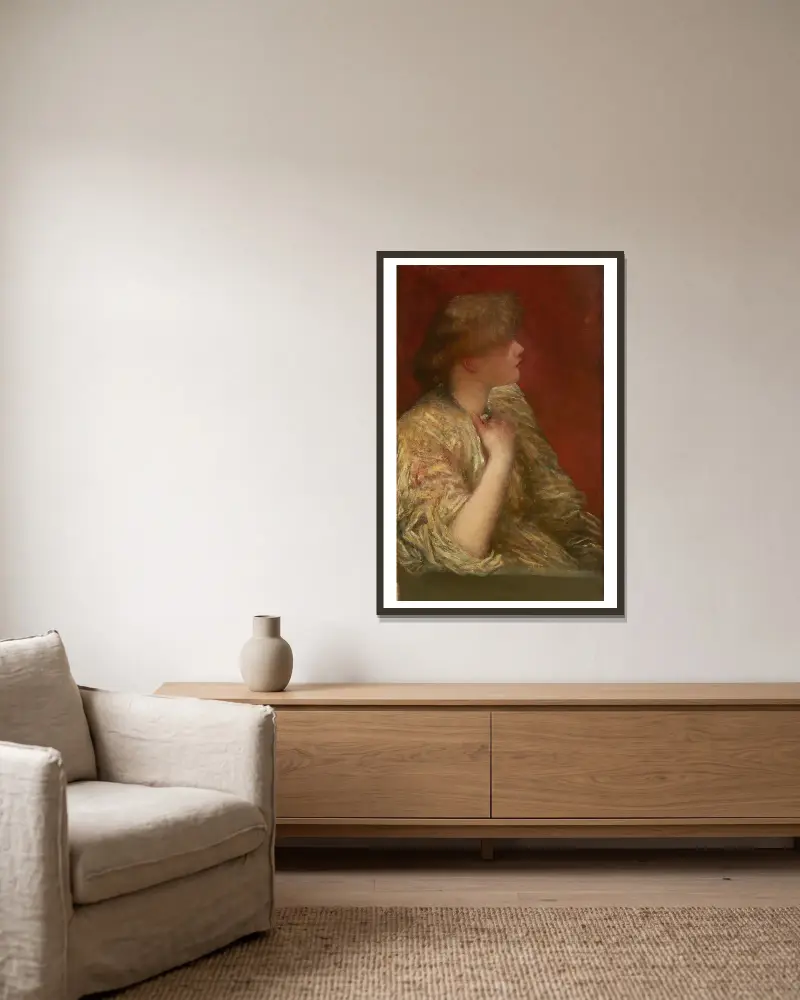 Portrétní studie; Příběhy u krbu, George Frederic Watts v rámu na stěně