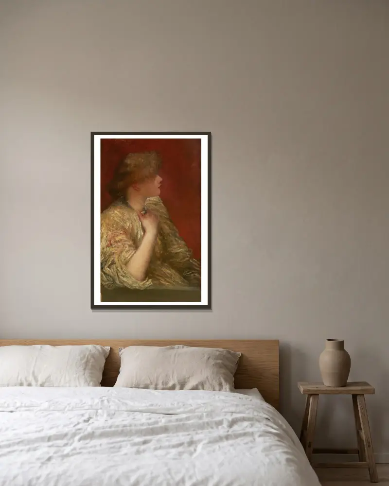 Portrétní studie; Příběhy u krbu, George Frederic Watts v rámu na stěně