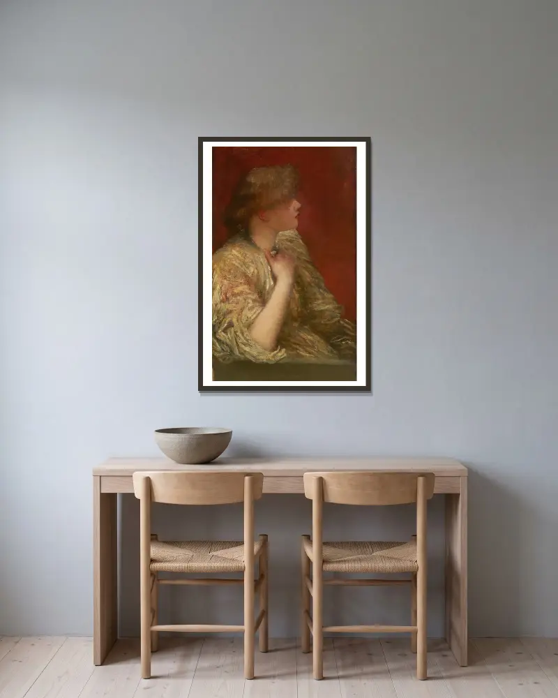 Portrétní studie; Příběhy u krbu, George Frederic Watts v rámu na stěně
