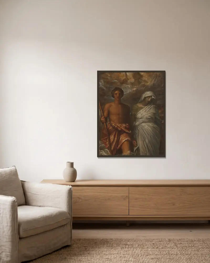 Tiden, döden och domen av George Frederic Watts inramad på en vägg
