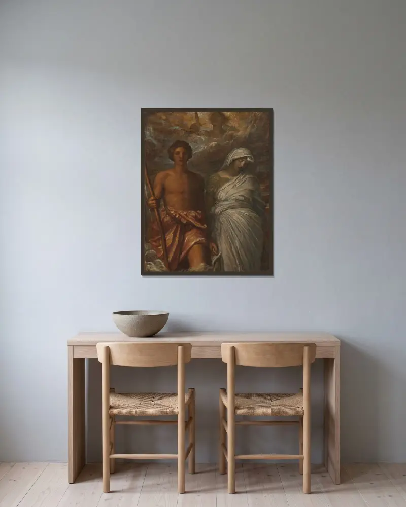Tiden, döden och domen av George Frederic Watts inramad på en vägg