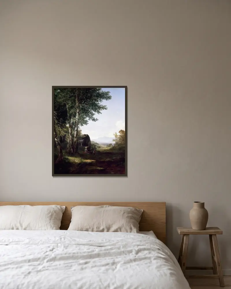 Avlägsen vy av Mansfield Mountain, Vermont av John Frederick Kensett inramad på en vägg