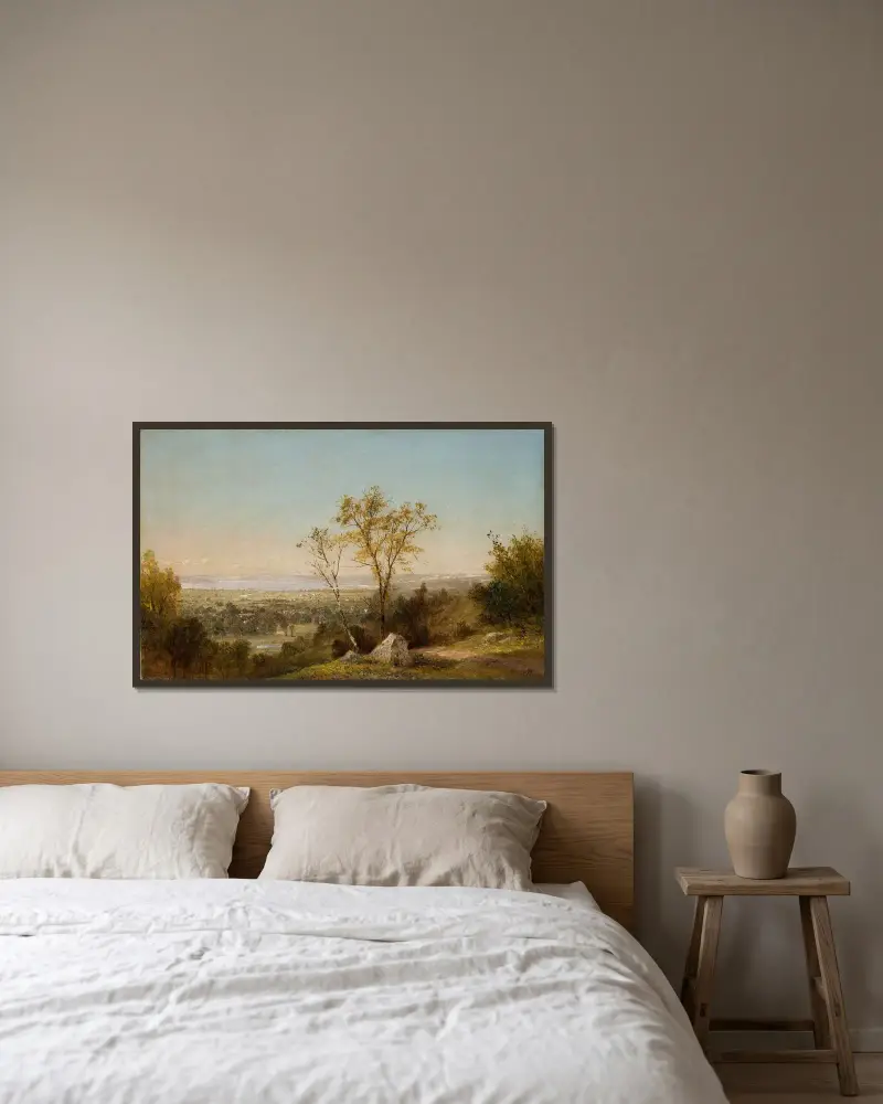 Lake Champlain av John Frederick Kensett inramad på en vägg