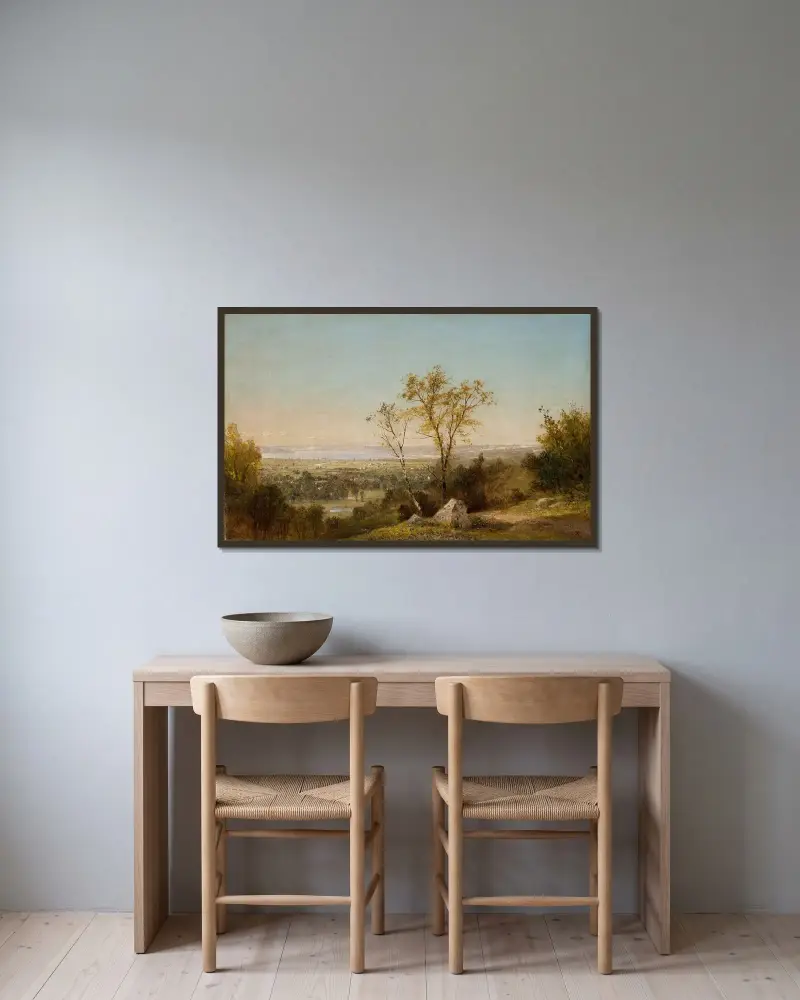 Lake Champlain av John Frederick Kensett inramad på en vägg