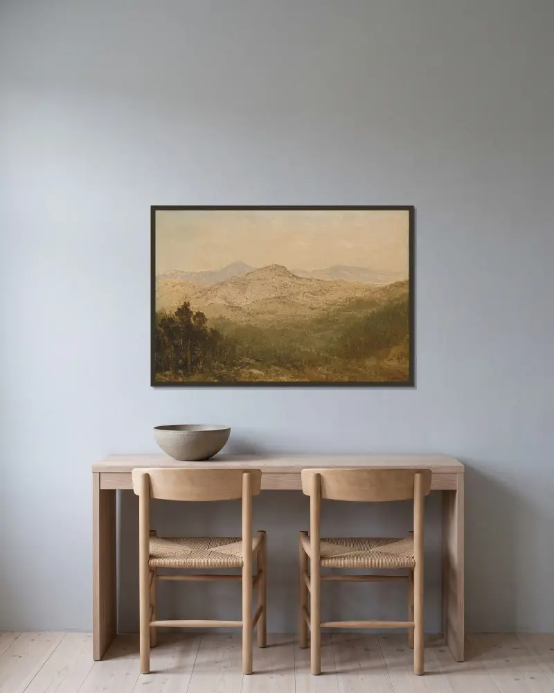 Berg i Colorado av John Frederick Kensett inramad på en vägg