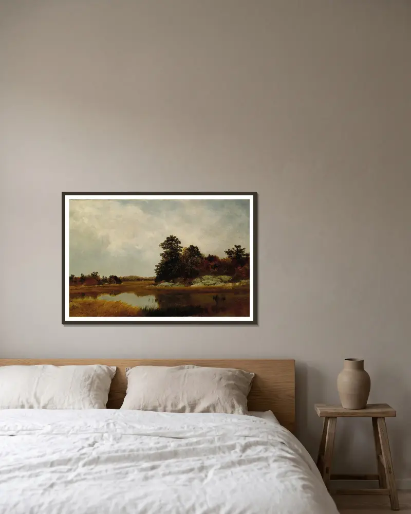 Oktober in den Marschen von John Frederick Kensett gerahmt an einer Wand