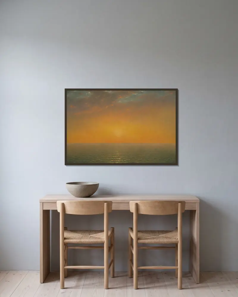 Sonnenuntergang über dem Meer von John Frederick Kensett gerahmt an einer Wand