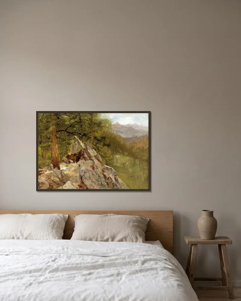 Západní krajina, John Frederick Kensett v rámu na stěně