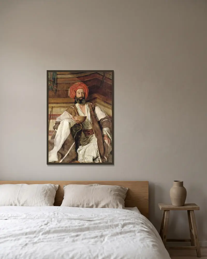 Ein Araber aus der Wüste Sinai von John Frederick Lewis gerahmt an einer Wand