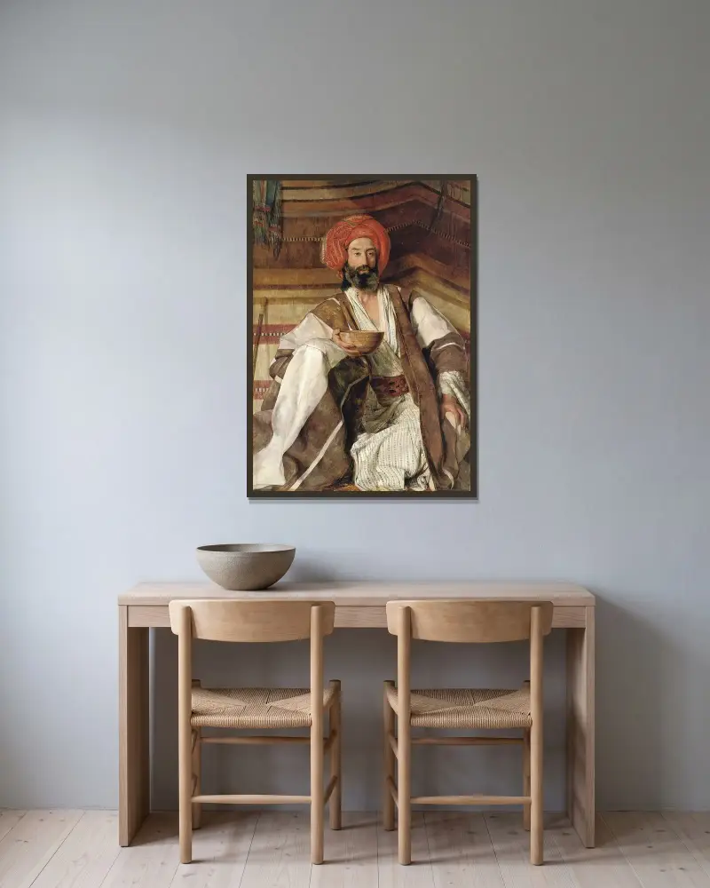 Ein Araber aus der Wüste Sinai von John Frederick Lewis gerahmt an einer Wand