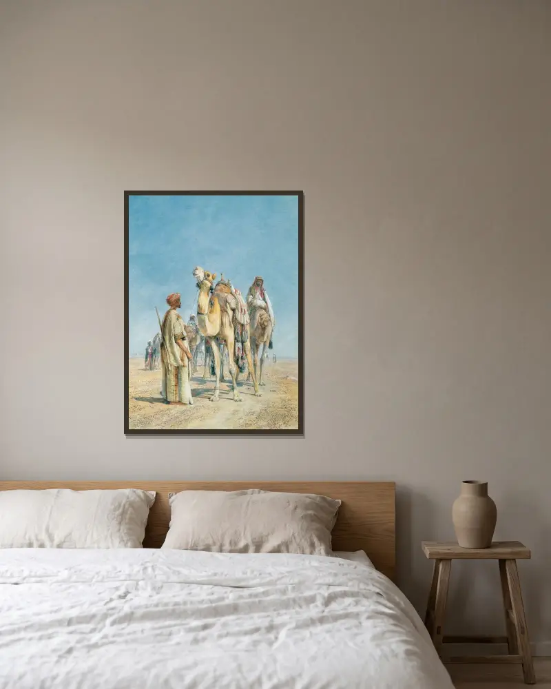 Rast i öknen av John Frederick Lewis inramad på en vägg