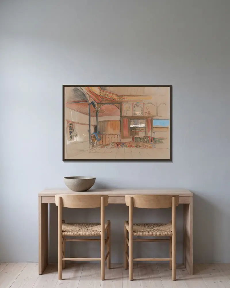 Interior of an Eastern House av John Frederick Lewis inramad på en vägg
