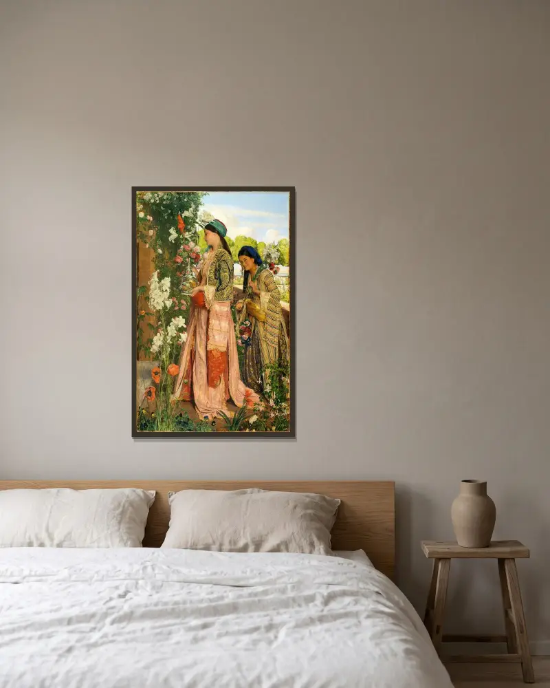 Lilium Auratum av John Frederick Lewis inramad på en vägg