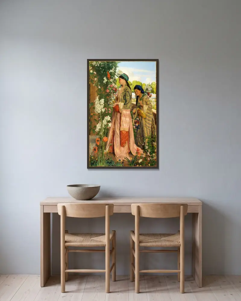 Lilium Auratum av John Frederick Lewis inramad på en vägg