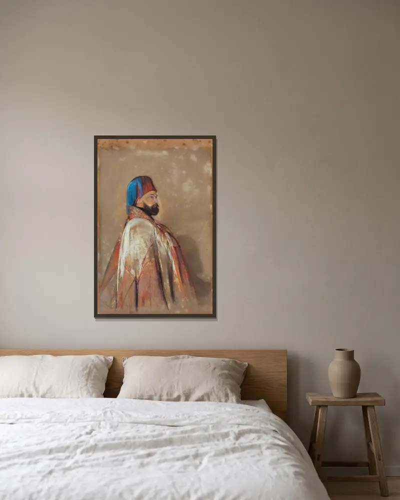 Porträtt av general Jochmus Pasha av John Frederick Lewis inramad på en vägg