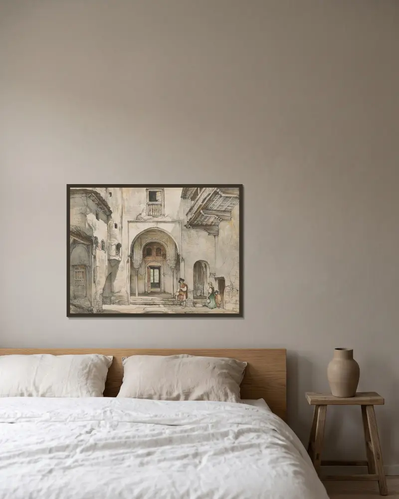 Skisser och teckningar från Alhambra. London av John Frederick Lewis inramad på en vägg