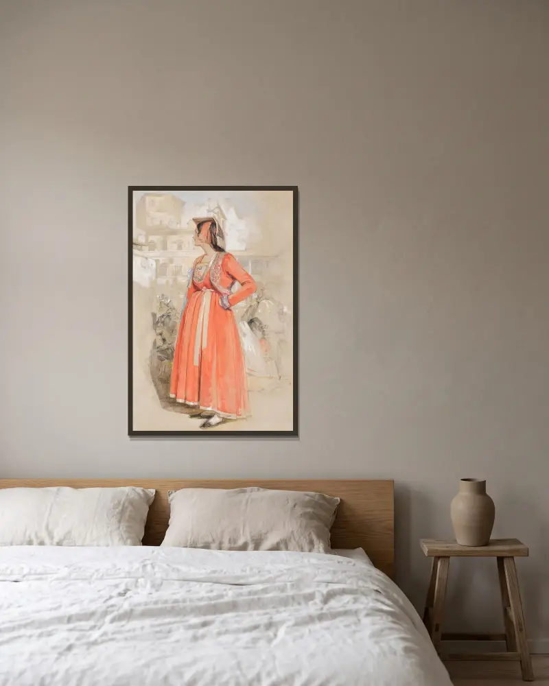 Studie av en ung neapolitansk kvinna i Rom av John Frederick Lewis inramad på en vägg